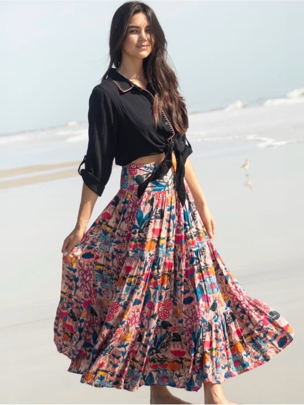 NEW Natural Life Feelin Alive Convertible Midi Skirt & Dress Boho Floral NWOT!